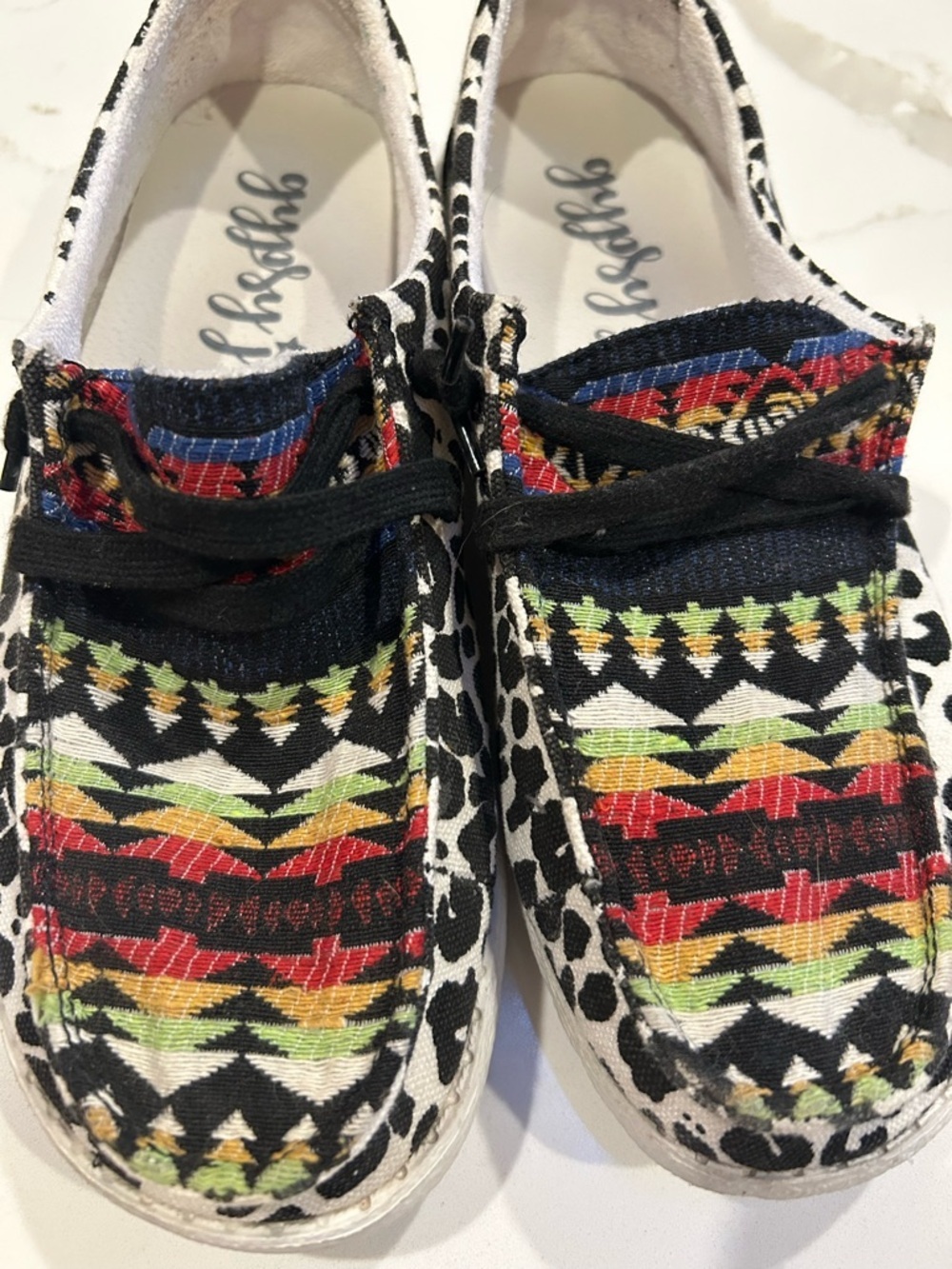 Gypsy Jazz Slip On Western Print Shoes - Picture 8 of 9